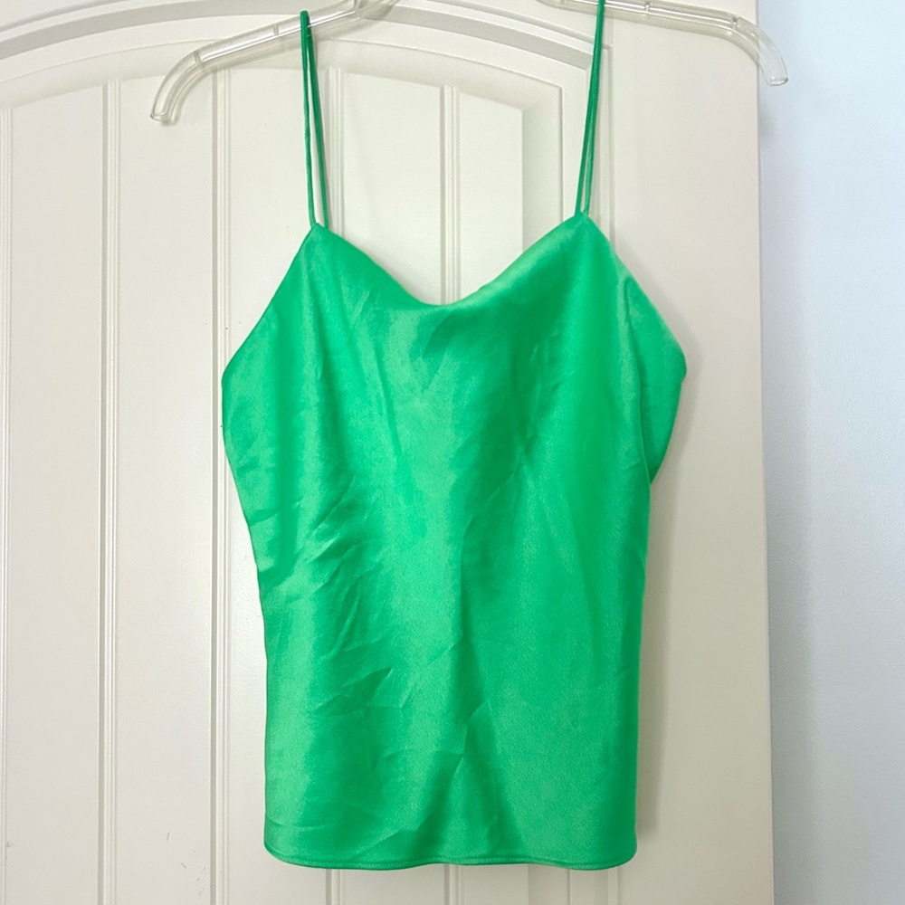 Alice + Olivia Green Satin Cami Top